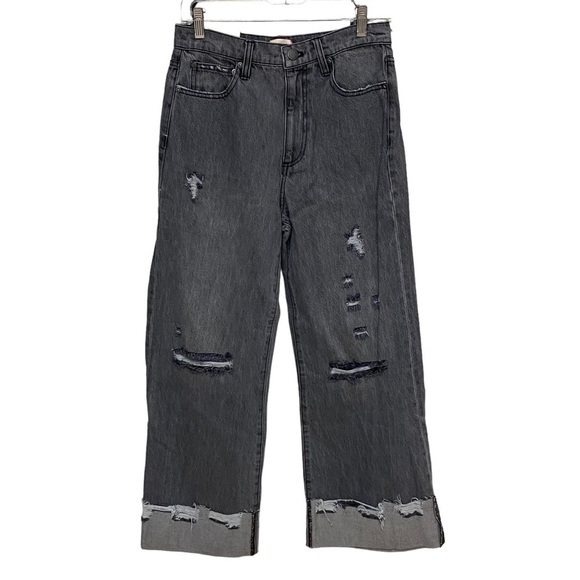 NEW Alice + Olivia Amazing Distressed High Waist Raw Cuffed Boyfriend Jeans - Picture 4 of 8